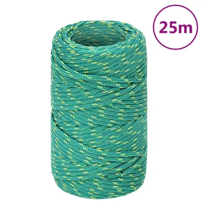 vidaXL Vrv za čoln zelena 2 mm 25 m polipropilen