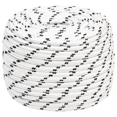 vidaXL Pletena vrv za čoln bela 12 mm x 100 m poliester