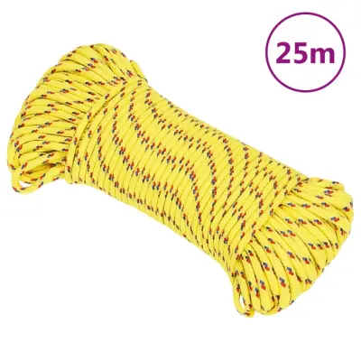 vidaXL Vrv za čoln rumena 5 mm 25 m polipropilen