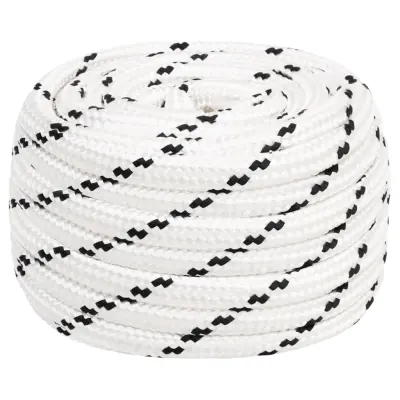 vidaXL Pletena vrv za čoln bela 20 mm x 50 m poliester