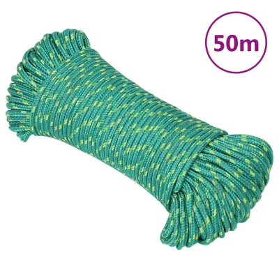 vidaXL Vrv za čoln zelena 5 mm 50 m polipropilen
