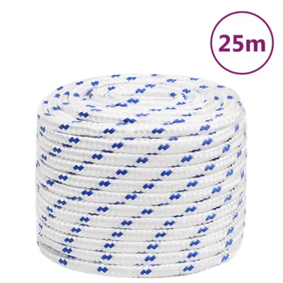vidaXL Vrv za čoln bela 18 mm 25 m polipropilen