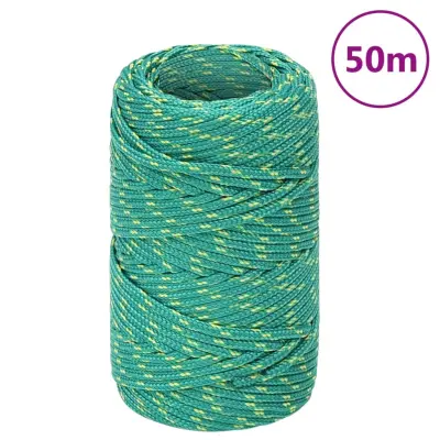 vidaXL Vrv za čoln zelena 2 mm 50 m polipropilen