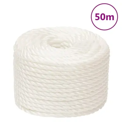 vidaXL Delovna vrv bela 14 mm 50 m polipropilen