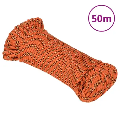 vidaXL Vrv za čoln oranžna 3 mm 50 m polipropilen