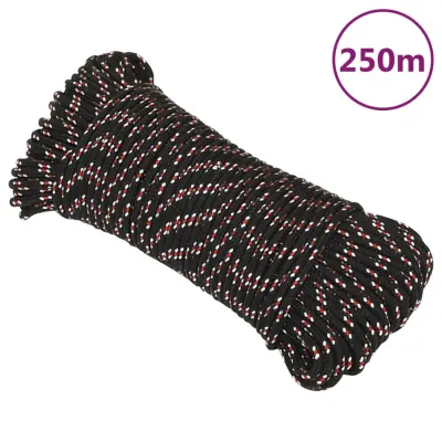 vidaXL Delovna vrv črna 5 mm 250 m polipropilen