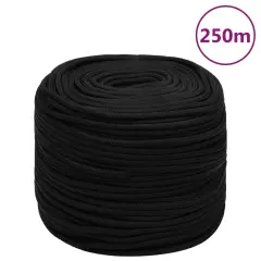 vidaXL Delovna vrv črna 6 mm 250 m polipropilen