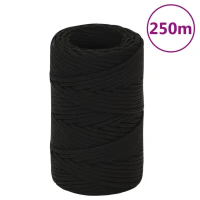 vidaXL Delovna vrv črna 2 mm 250 m poliester