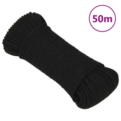 vidaXL Delovna vrv črna 3 mm 50 m poliester