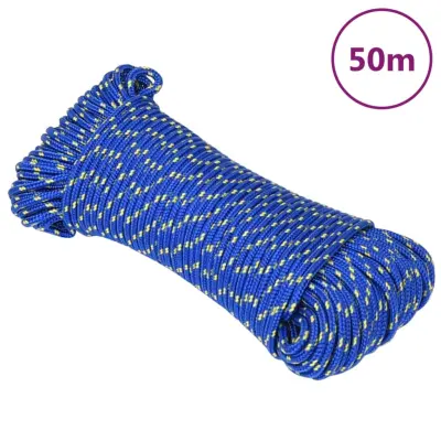 vidaXL Vrv za čoln moder 3 mm 50 m polipropilen