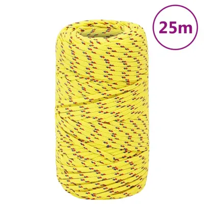 vidaXL Vrv za čoln rumena 2 mm 25 m polipropilen