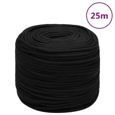 vidaXL Delovna vrv črna 8 mm 25 m poliester