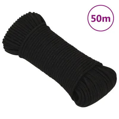 vidaXL Delovna vrv črna 4 mm 50 m poliester