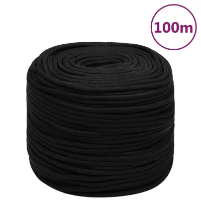 vidaXL Delovna vrv črna 10 mm 100 m poliester