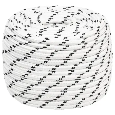 vidaXL Pletena vrv za čoln bela 14 mm x 25 m poliester