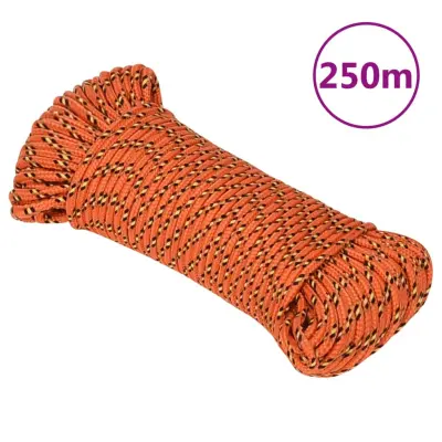vidaXL Vrv za čoln oranžna 3 mm 250 m polipropilen