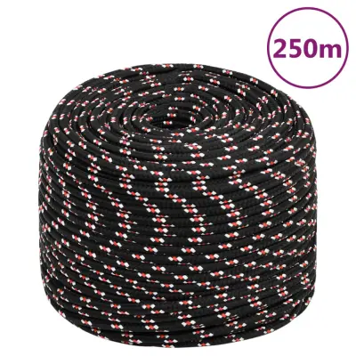 vidaXL Vrv za čoln črna 6 mm 250 m polipropilen