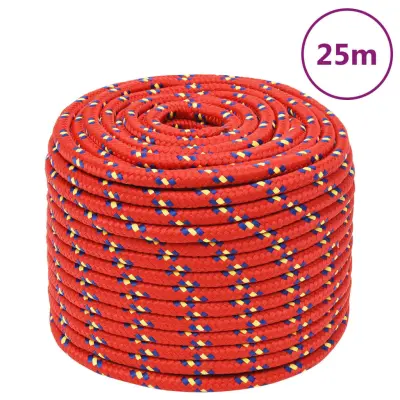 vidaXL Vrv za čoln rdeče 12 mm 25 m polipropilen