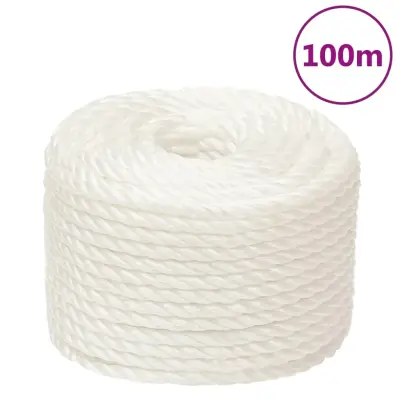 vidaXL Delovna vrv bela 16 mm 100 m polipropilen