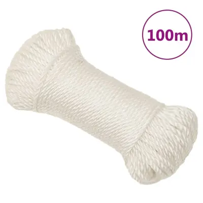 vidaXL Delovna vrv bela 6 mm 100 m polipropilen