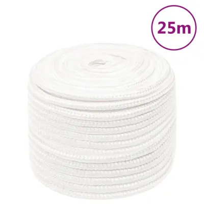 vidaXL Vrv za čoln popolnoma bela 12 mm 25 m polipropilen