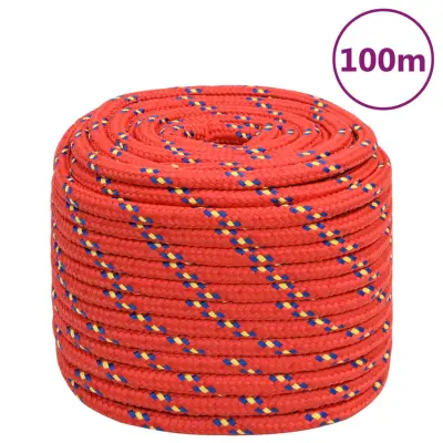 vidaXL Vrv za čoln rdeče 18 mm 100 m polipropilen