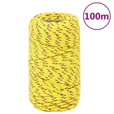 vidaXL Vrv za čoln rumena 2 mm 100 m polipropilen