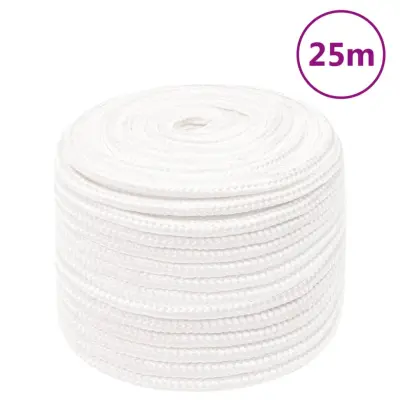 vidaXL Vrv za čoln popolnoma bela 14 mm 25 m polipropilen