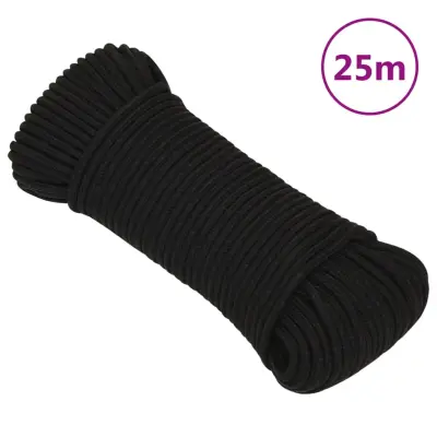 vidaXL Delovna vrv črna 3 mm 25 m poliester