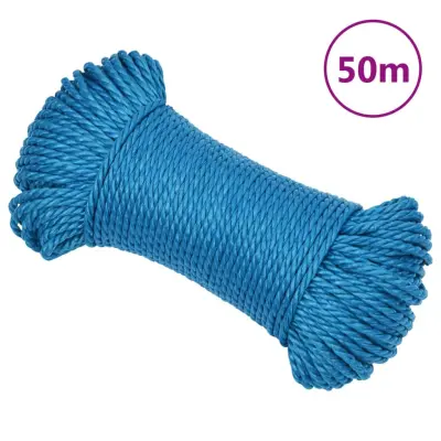 vidaXL Delovna vrv moder 6 mm 50 m polipropilen