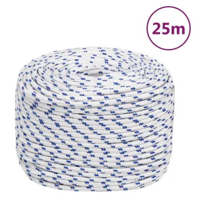 vidaXL Vrv za čoln bela 10 mm 25 m polipropilen
