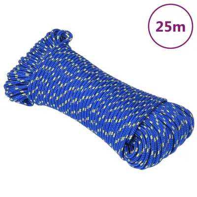 vidaXL Vrv za čoln moder 3 mm 25 m polipropilen