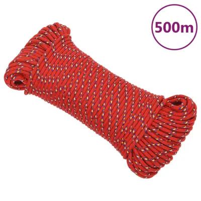 vidaXL Vrv za čoln rdeče 4 mm 500 m polipropilen