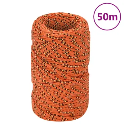vidaXL Vrv za čoln oranžna 2 mm 50 m polipropilen