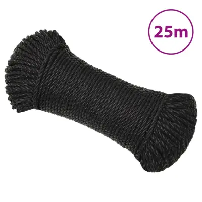 vidaXL Delovna vrv črna 8 mm 25 m polipropilen