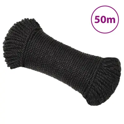 vidaXL Delovna vrv črna 8 mm 50 m polipropilen
