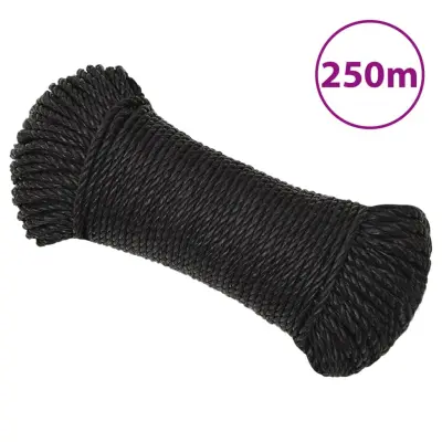 vidaXL Delovna vrv črna 6 mm 250 m polipropilen