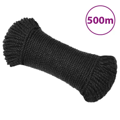 vidaXL Delovna vrv črna 6 mm 500 m polipropilen