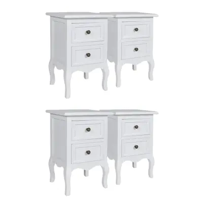 vidaXL Nočne omarice 4 kosi z 2 predaloma MDF bele barve