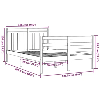 vidaXL Posteljni okvir trden les 120x200 cm