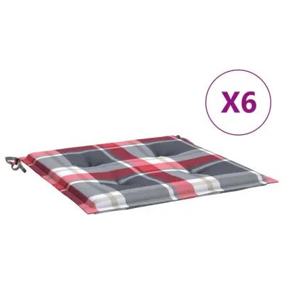 vidaXL Blazine za vrtne stole 6 kosov rdeče karo 50x50x3 cm oxford