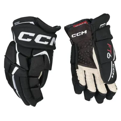 Hokejske rokavice CCM JetSpeed FT6 Senior, črno-bele, velikost: 14