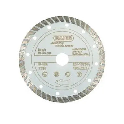 Baier Maschinenfabrik Diamantscheibe D=150mm Turbo 7230: Baier Maschinenfabrik diamantna rezalna plošča premera 150mm turbo 7230.