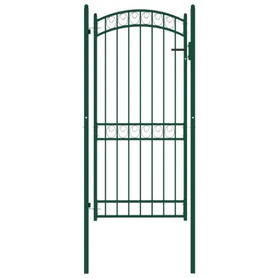 vidaXL Vrata za ograjo zaobljena jeklo 100x200 cm zelena