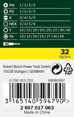Bosch Power Tools Bit-Set 2607017063 2607017063: Bosch Power Tools komplet bitov 2607017063 2607017063.