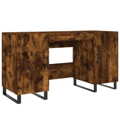 vidaXL Pisalna miza dimljeni hrast 140x50x75 cm inženirski les