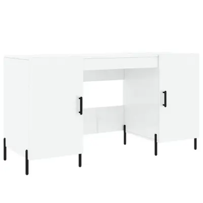 vidaXL Pisalna miza visok sijaj bela 140x50x75 cm inženirski les