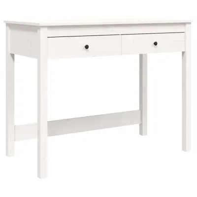 vidaXL Pisalna miza s predali bela 100x50x78 cm trdna borovina