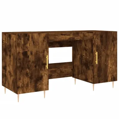 vidaXL Pisalna miza dimljeni hrast 140x50x75 cm inženirski les