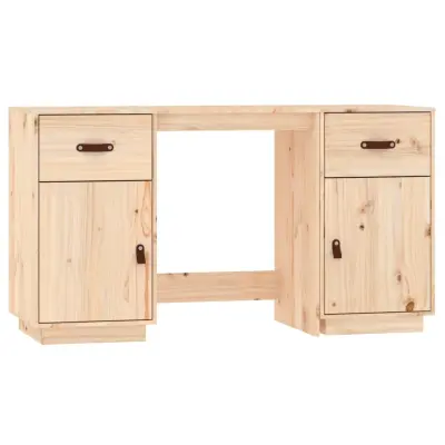 vidaXL Pisalna miza z omaricama 135x50x75 cm trdna borovina